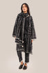 Embroidered striped shawl with tassels